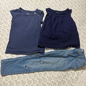 GAP Kids Girls' Dark Blue Tops Set & C&J Jeans - Size 6 bundle